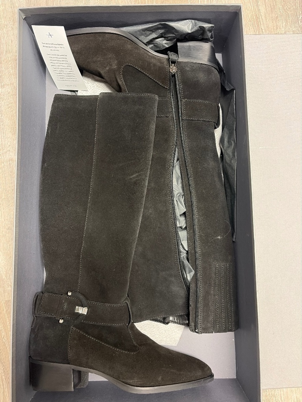 Blondo Weatherproof FABLE Suede Tall Knee High Boots Black Waterproof Buckle Siz